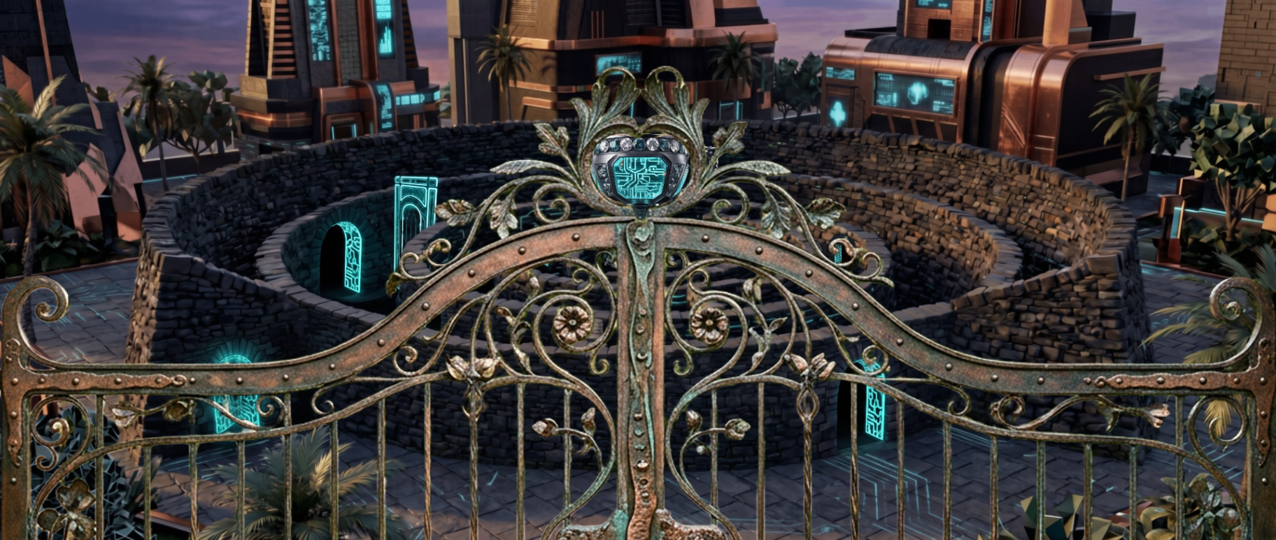 Black Stone Wall Gate